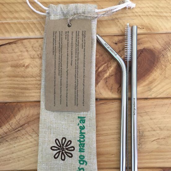 Let's Go Nature'al Reusable Stainless Steel Straws with Travel Bag