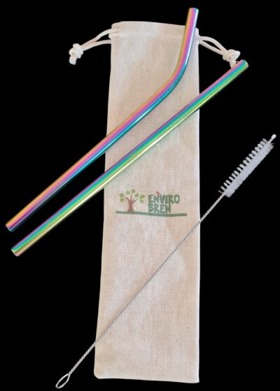 EnviroBren Rainbow Coloured Metal Straw Sets